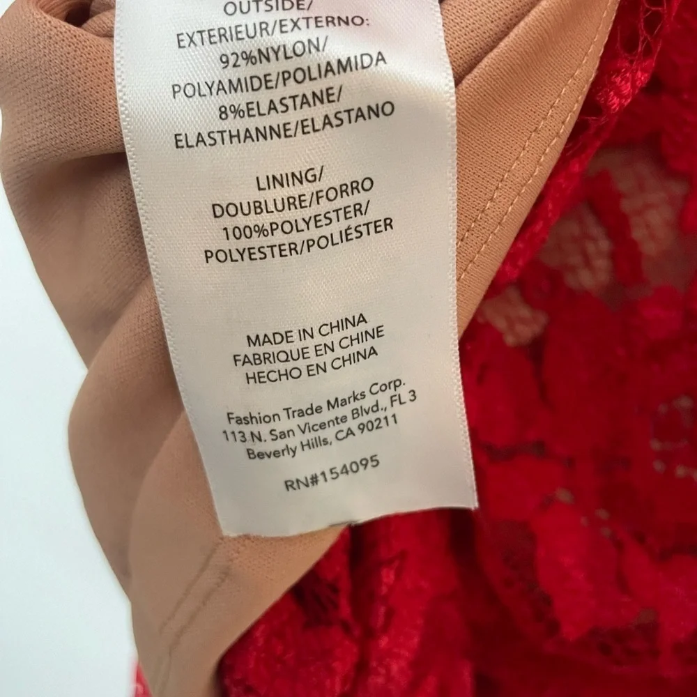 Bisou Bisou Red Asymmetrical Lace Dress - Picture 9 of 10